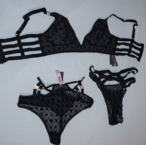 VS LUXE XS S L XL BRA PANTY SET STRAPPY CAGED LOGO